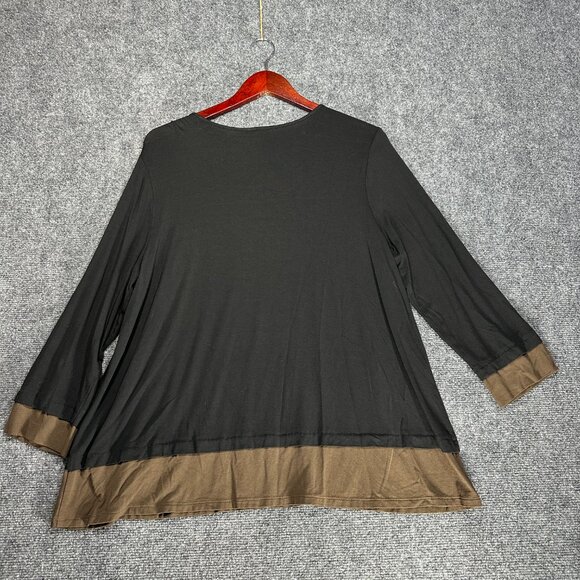 J Jill Top Womens Large Wearever Collection Black Long Sleeve Contrast Hem Cuffs - Picture 6 of 7